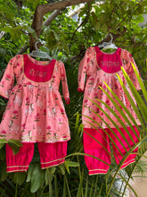 Load image into Gallery viewer, Klingaru Girl Kurta and Pant Set - Pink Pichwai with Balloon Pants (PREORDER)
