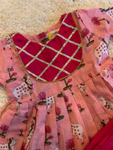 Load image into Gallery viewer, Klingaru Girl Kurta and Pant Set - Pink Pichwai with Balloon Pants (PREORDER)
