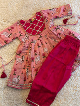 Load image into Gallery viewer, Klingaru Girl Kurta and Pant Set - Pink Pichwai with Balloon Pants (PREORDER)
