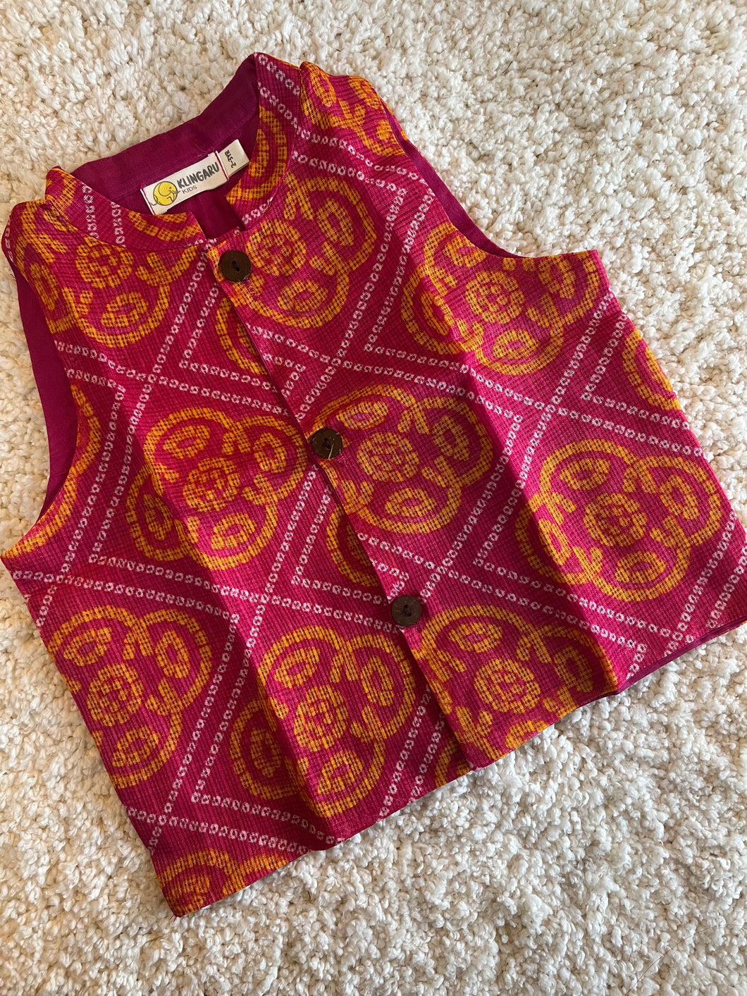 Klingaru Jacket - Dark Pink Bandhej