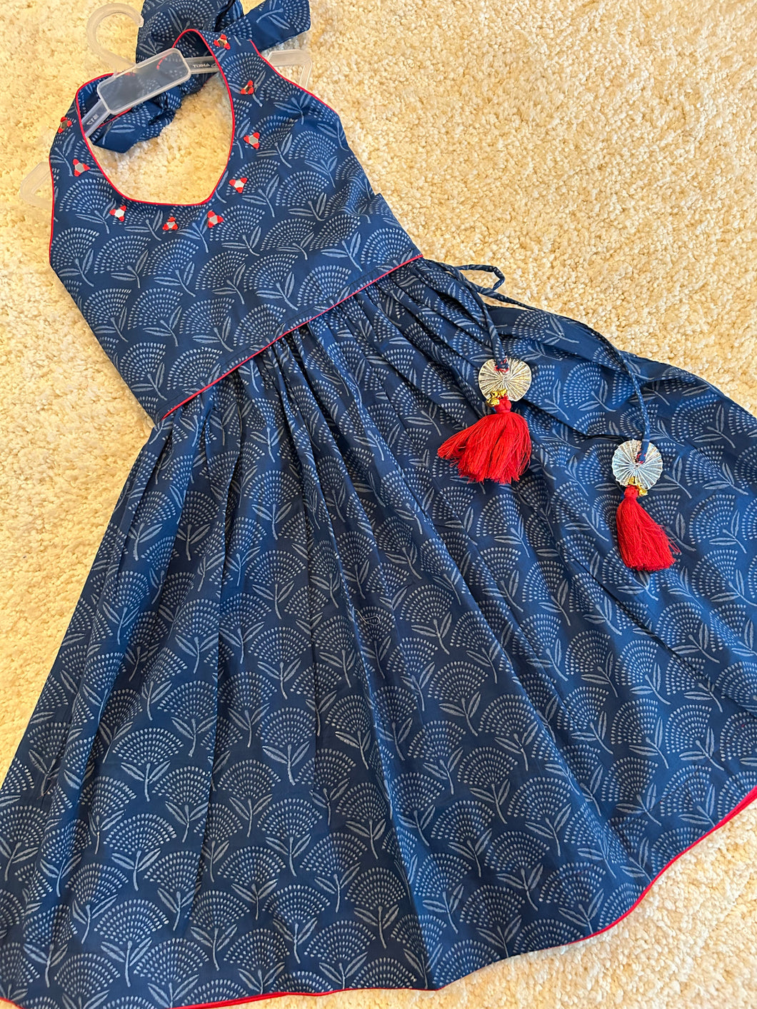 Klingaru Lehanga Choli  -  Indigo Halter Neck