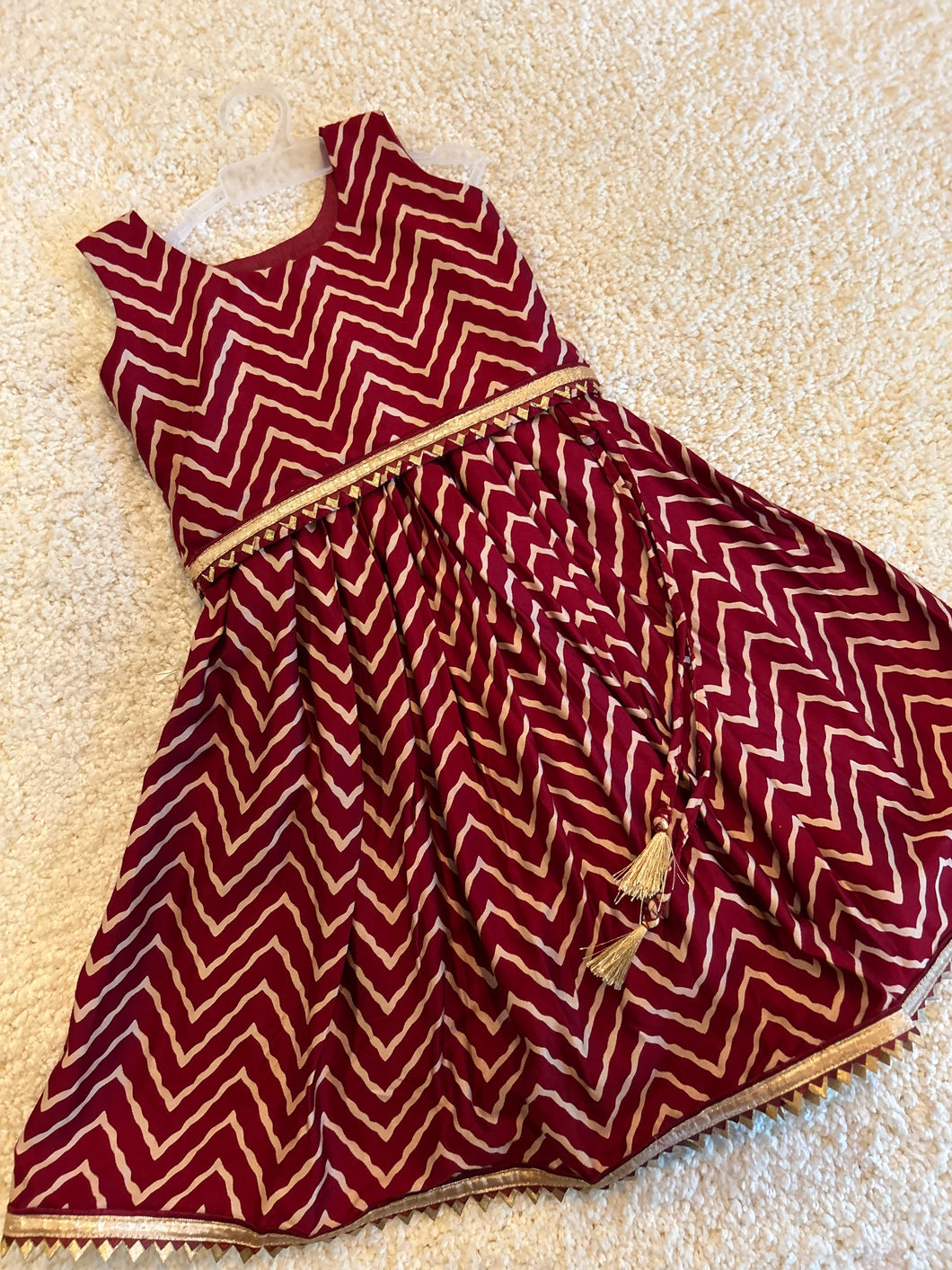 Klingaru Lehanga Choli  -  Maroon with Zig Zag