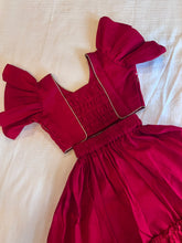 Load image into Gallery viewer, Klingaru Lehanga Choli  -  Red with Flower Mirror Work (with Sleeves)
