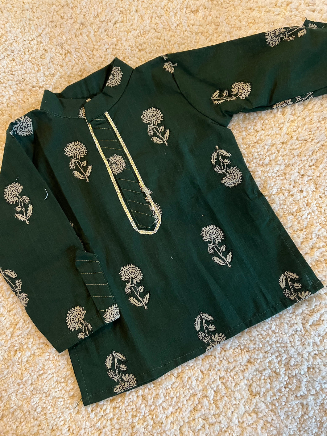 Klingaru Long Kurta - Green Flowers