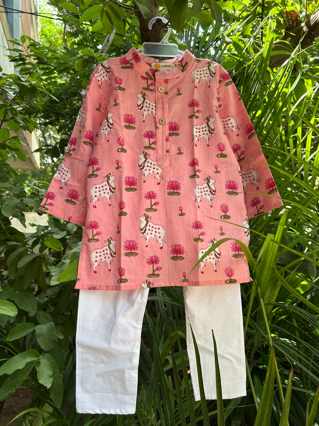 Klingaru Long Kurta - Pink Pichwai Long Kurta and Pajama