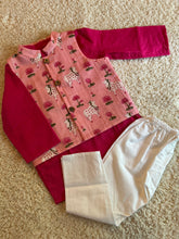 Load image into Gallery viewer, Klingaru Long Kurta Pajama Jacket Set- Dark Pink with Pink Pichwai Jacket
