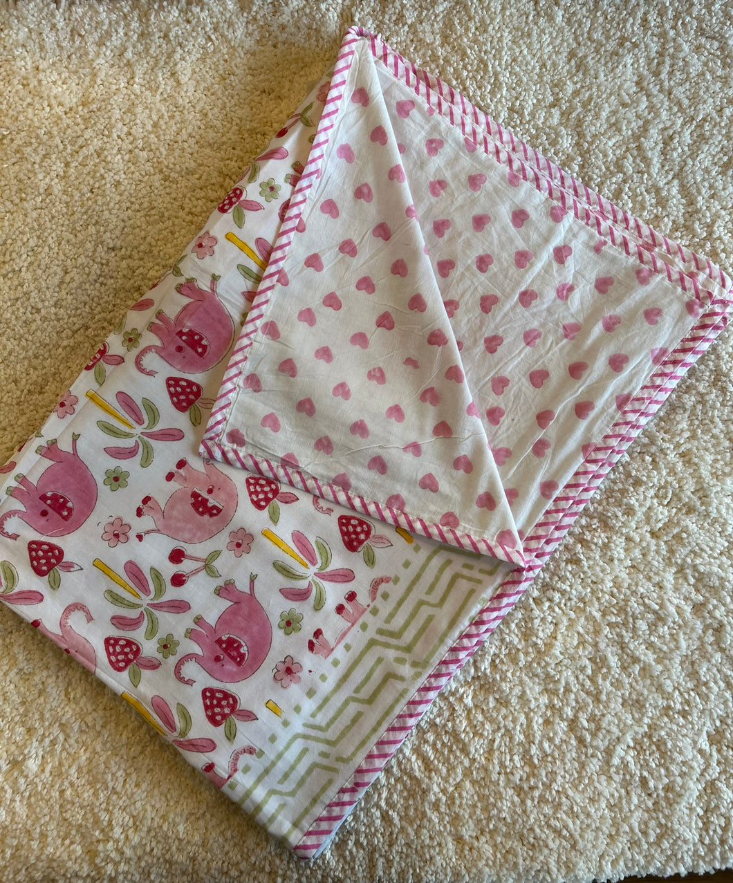 Klingaru Reversible Toddler Dohar - Ellie / Pink Hearts