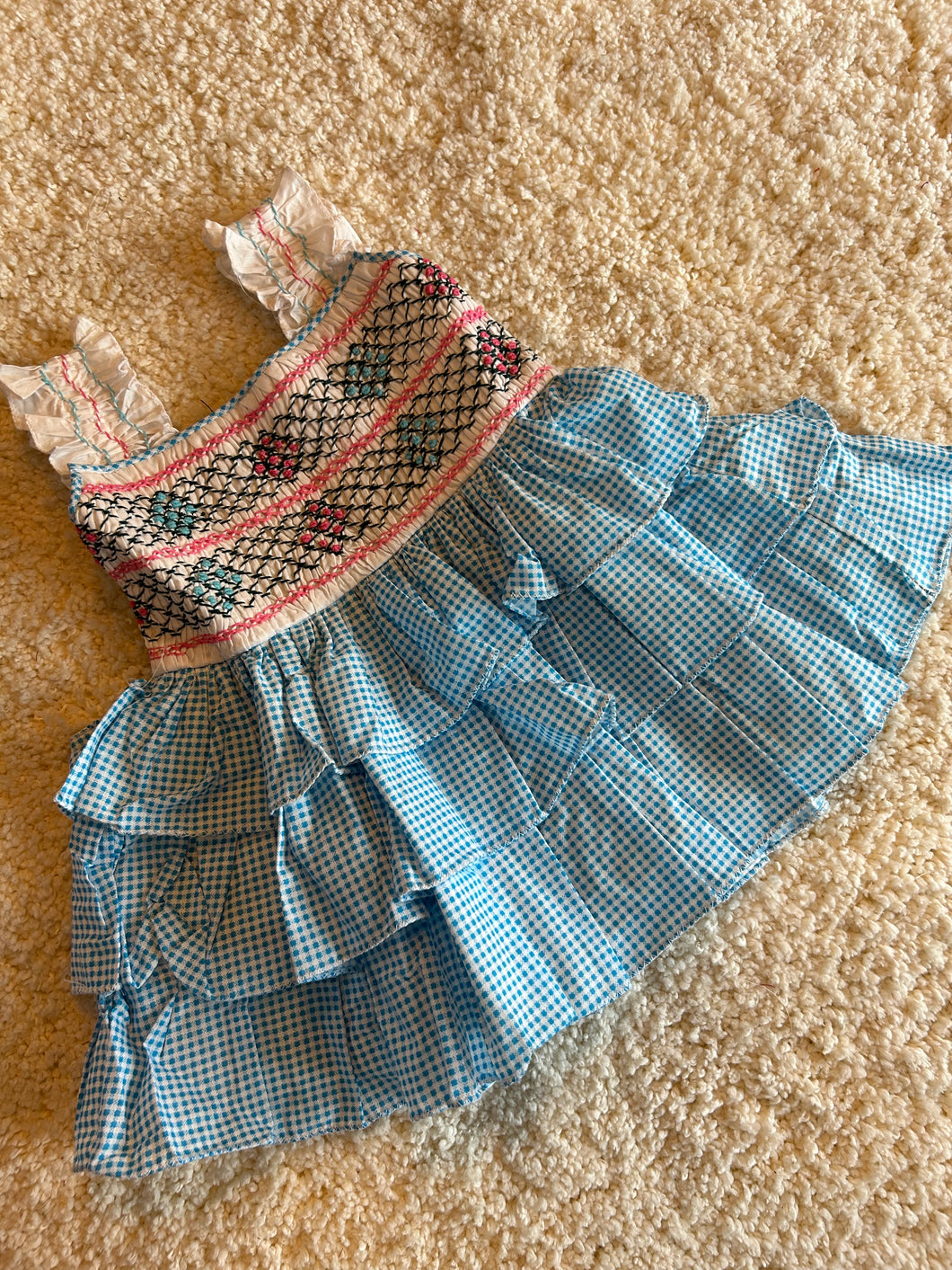 Klingaru Smocking Frock -Blue Checks