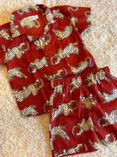 Load image into Gallery viewer, Klingaru Summer Short Set  - Maroon Tiger Co-ord Set
