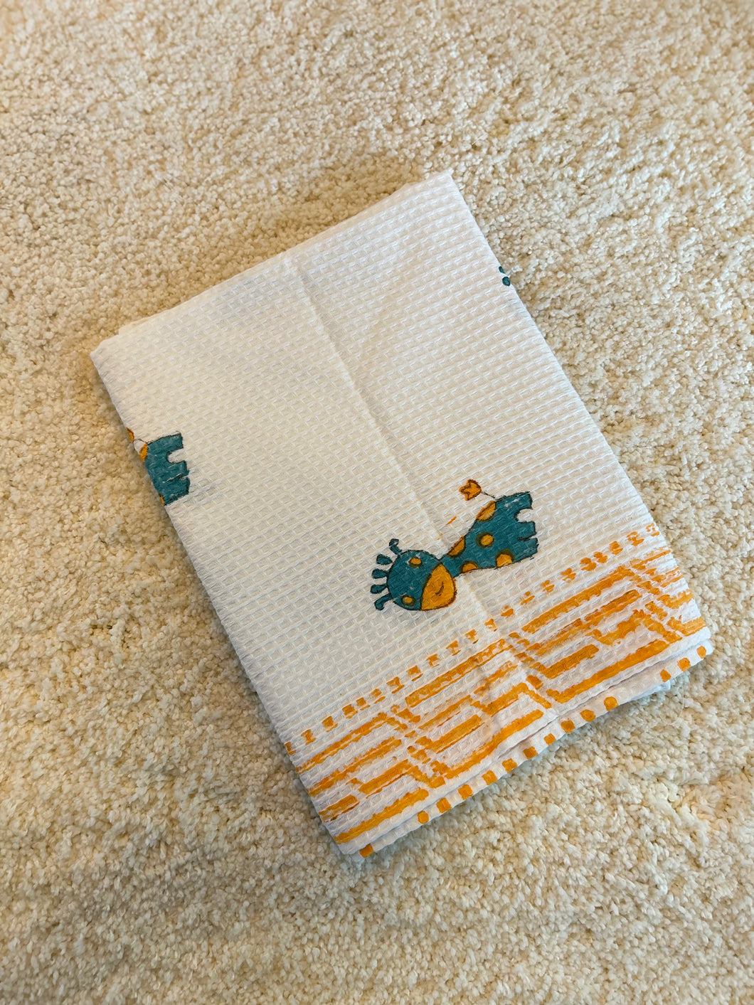 Klingaru Waffle Towel - Blue Giraffe