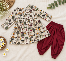 Load image into Gallery viewer, Klingaru Warli Dhoti Set -  with Maroon Pants
