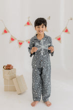 Load image into Gallery viewer, Klingaru Winter Night suit - Christmas Stars Grey
