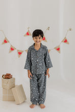 Load image into Gallery viewer, Klingaru Winter Night suit - Christmas Stars Grey
