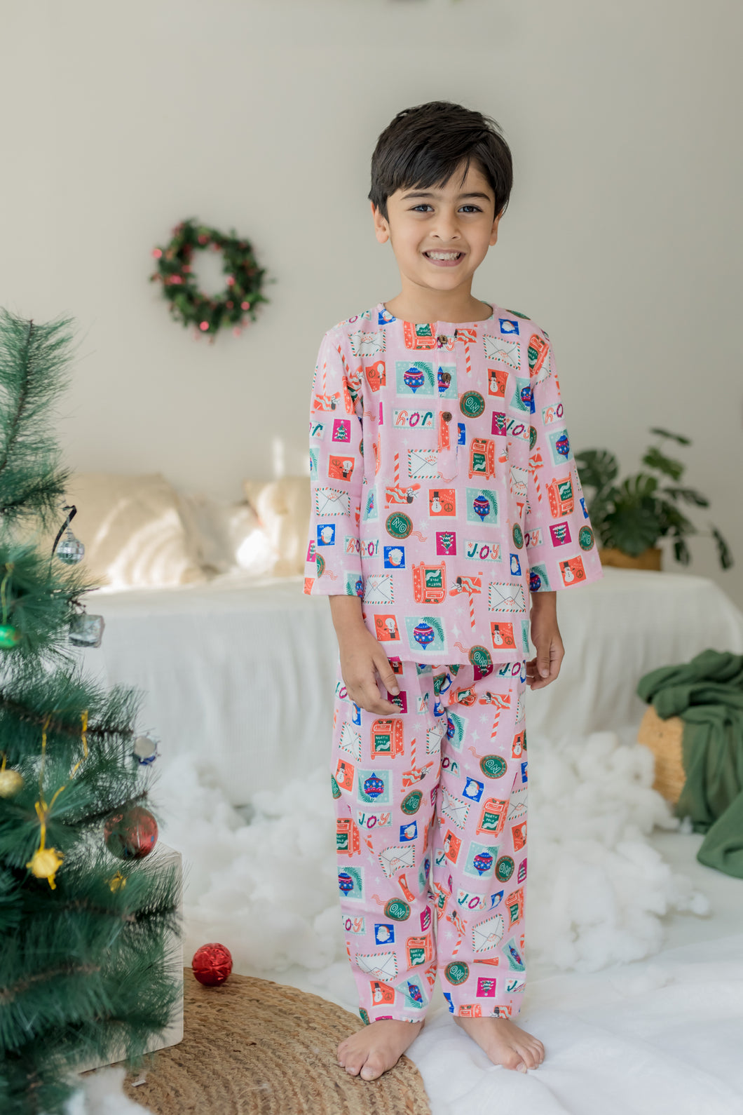 Klingaru Winter Night suit- Pink Letters to Santa