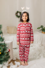 Load image into Gallery viewer, Klingaru Winter Night suit - Red Christmas Snowflakes
