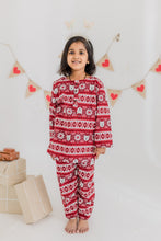 Load image into Gallery viewer, Klingaru Winter Night suit - Red Christmas Snowflakes
