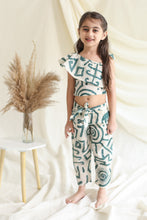 Load image into Gallery viewer, Klingaru Top and Pant Set - Beige Green Abstract
