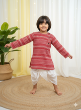 Charger l&#39;image dans la galerie, Klingaru Long Kurta - Red white south cotton

