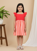 Charger l&#39;image dans la galerie, Klingaru Frock - Carrot Red with Stripes
