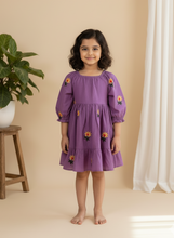Charger l&#39;image dans la galerie, Klingaru Frock - Lavender Yellow Florals Embroidered

