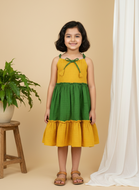 Klingaru Frock - Colour Block Mustard Green