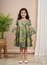 Load image into Gallery viewer, Klingaru Frock - Pista Green Jungle Dress
