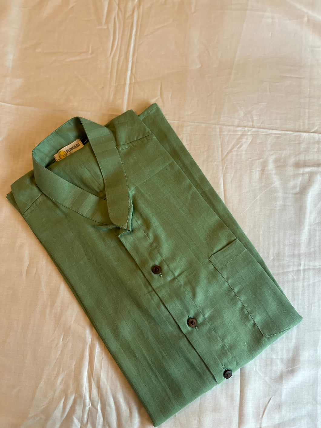 Klingaru Shirt for Men - Green Self Stripes