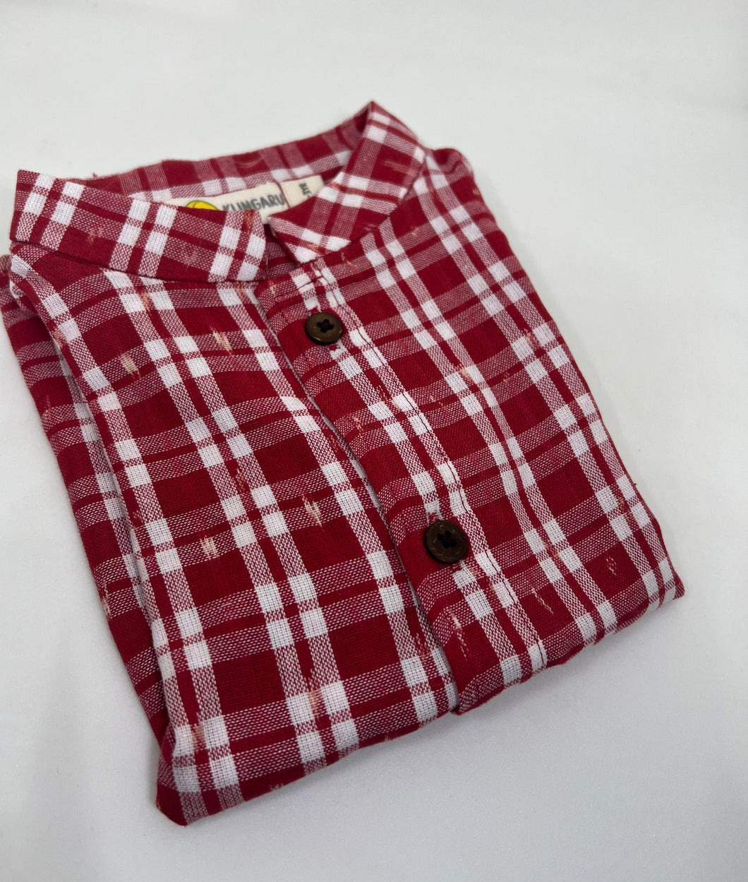 Klingaru Shirt - Red Checks in Ikat