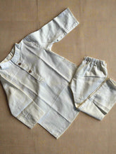 Load image into Gallery viewer, Klingaru Long Kurta with Pajama set - Offwhite glaze cotton
