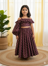 Charger l&#39;image dans la galerie, Klingaru Lehanga Choli  -  Wine with Zig Zag Off Shoulder
