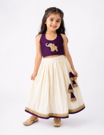 Purple Elephant Embroidered Cotton Lehenga Choli for Girls