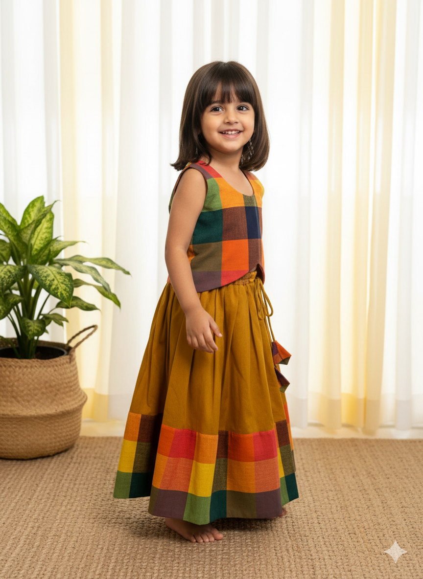 Klingaru Lehanga Choli  - Multicolour Checks