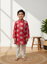 Load image into Gallery viewer, Klingaru Festive Long Kurta - Fiery Carrot Polka
