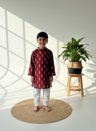 Klingaru Long Kurta - Maroon Ikat   ( Last Peice )