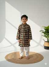 Load image into Gallery viewer, Klingaru Long Kurta - Moss Green Flowers (  Last Pieces ) Size-1-2 Years
