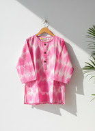 Klingaru Unisex Shibori Long Kurta - Pink