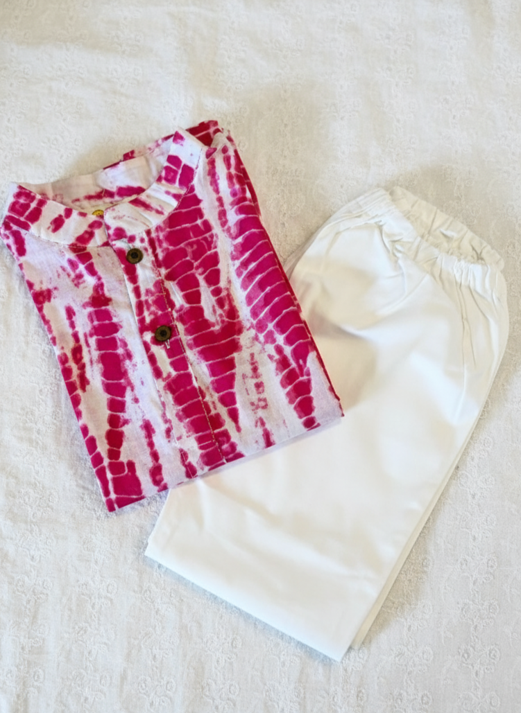 Klingaru Shibori Long Kurta - Pink