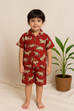 Charger l&#39;image dans la galerie, Klingaru Summer Short Set  - Maroon Tiger Co-ord Set

