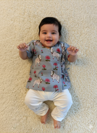 Unisex Newborn Half Sleeves Jhabla Set - Blue Pichwai