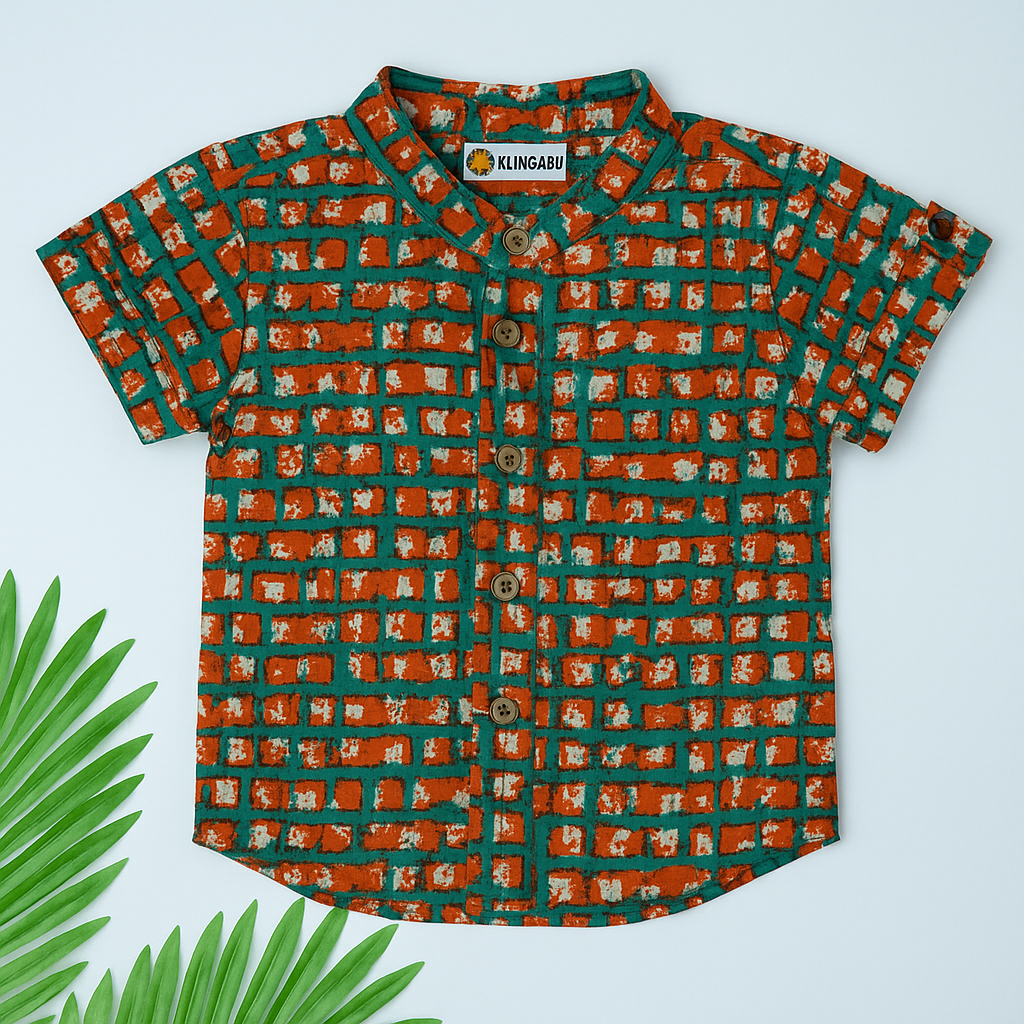 Klingaru Shirt - Orange Green Checks