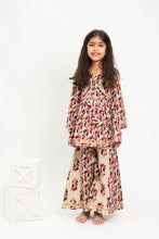 Load image into Gallery viewer, Klingaru Girls Sharara Set - Beige with Gota Lace Work
