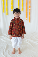 Klingaru Short Kurta - Maroon Patola Glaze Cotton