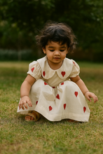 Load image into Gallery viewer, Klingaru Frock - White with Red Embroidered Hearts
