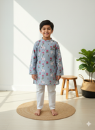 Klingaru Long Kurta - Blue Pichwai Long Kurta and Pajama