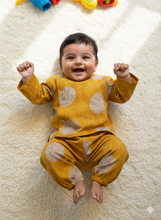 Load image into Gallery viewer, Unisex Newborn Jhabla Set - Yellow Polka Glaze Cotton  (0-4 Months)
