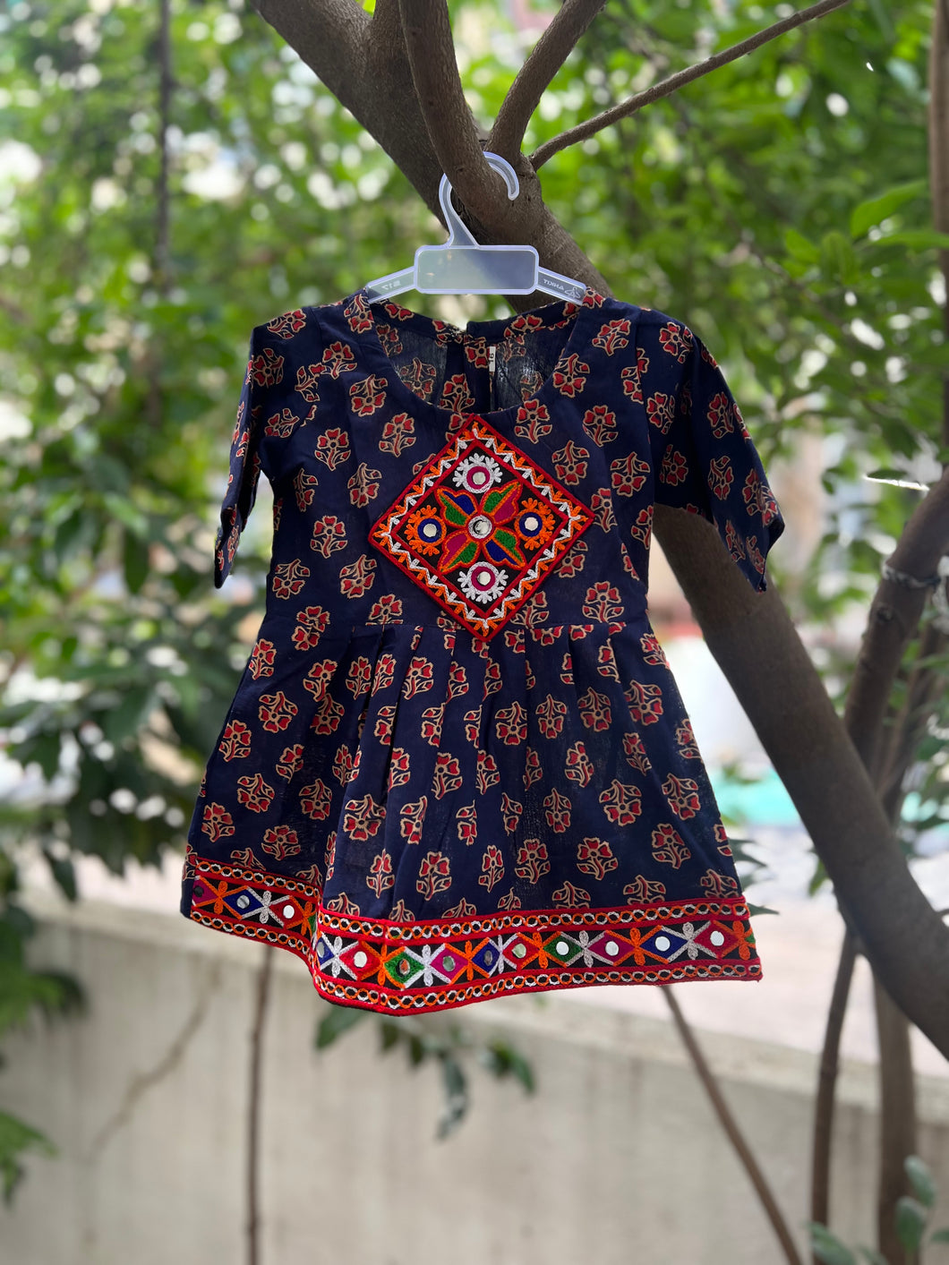 Navratri Frock - Navy & Beige