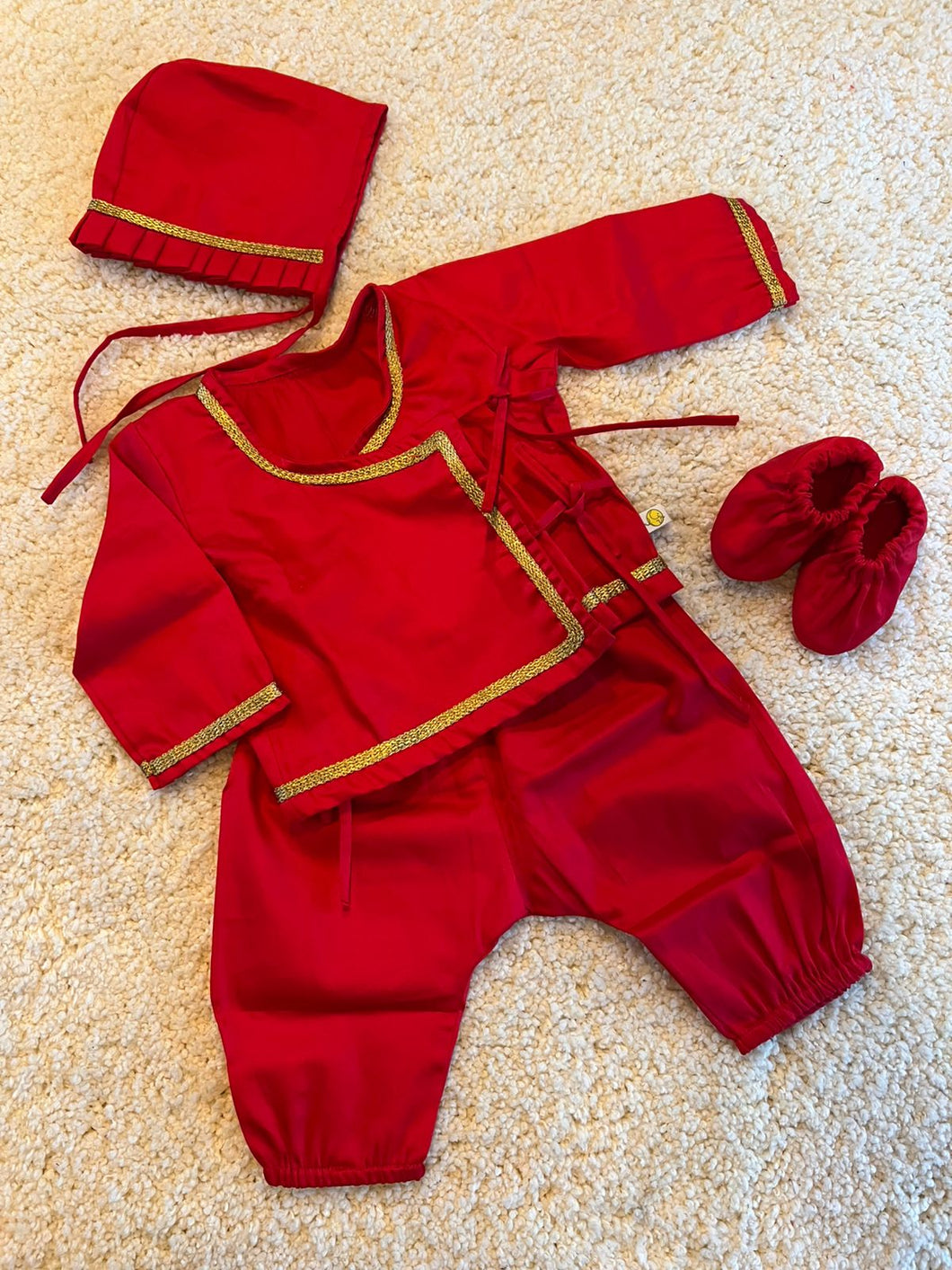 Newborn Jhabla Set - Red Set