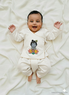 Newborn Long Kurta Dhoti Set - Krishna Festive (White) - PREORDER