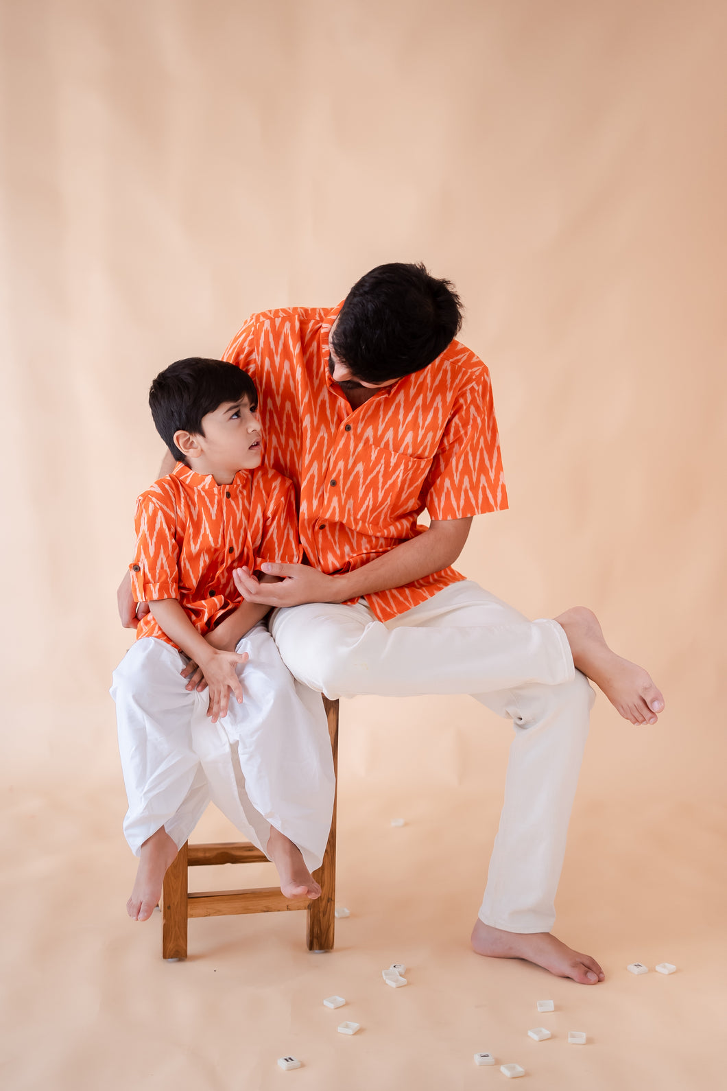 Klingaru Twinning Shirt - Orange Ikat