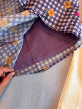 Load image into Gallery viewer, Purple Gingham Kurta Pant Set for Girls with Embroidered Yoke | Festive Ethnic Wear
